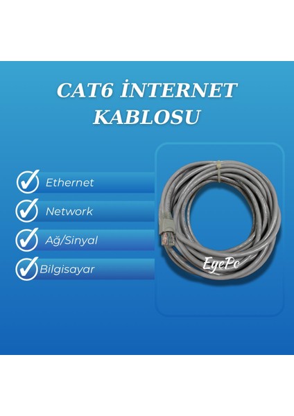 1,5 Metre Cat6 Lan Internet Kablosu – Ev ve Ofis Için Pratik Çözüm