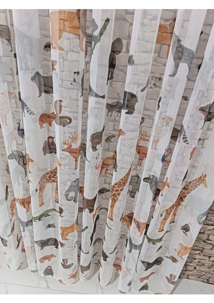 Çocuk Odası Tül Perde Hayvan Desenli 1/3 Sık Pileli Yumuşak Kumaş Dokunuslu modelleri