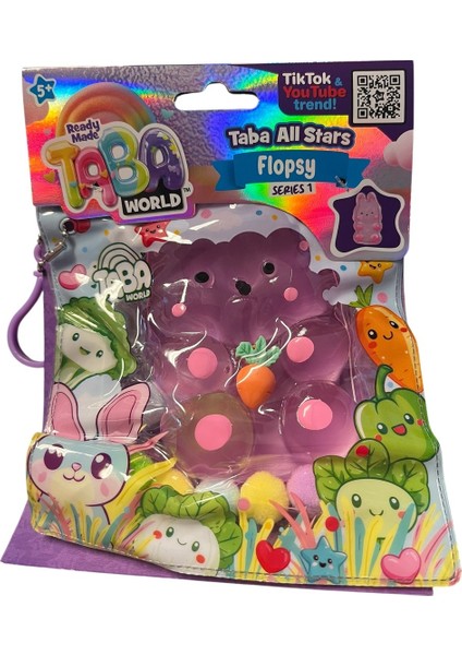 Taba World Flopsy Şeffaf Tavşan Squishy Oyuncak Seri 1 Pom Pomlu ve Anahtarlıklı
