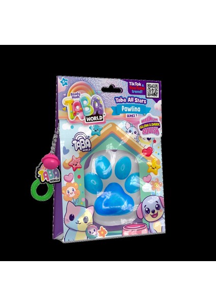 Taba World Pawlina Glow Paw Izli Squishy Oyuncak Seri 1 Pom Pomlu ve Anahtarlıklı