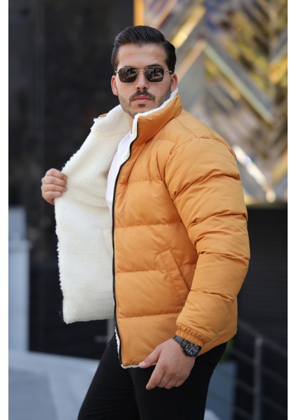 Erkek Içi Kürklü Çift Taraflı Giyilebilir Su ve Rüzgar Geçirmez Şişme Mont