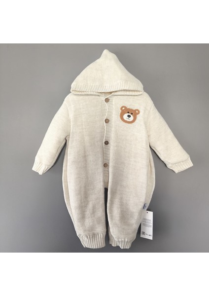 Unisex Kız Erkek Kapüşonlu Sevimli Ayı Detaylı Triko Örme Içi Welsoft Kışlık Tulum fırsatları