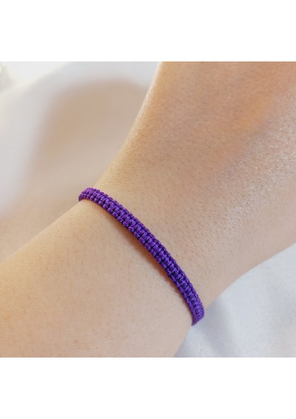 Mor Makrome Bileklik - Sörfçü Bileklik - Unisex El Yapımı Makrome Asansörlü Ayarlanabilir Hediyelik - Ip Bileklik - Makrome Bileklik - Örgü Bileklik - Mor Bileklik