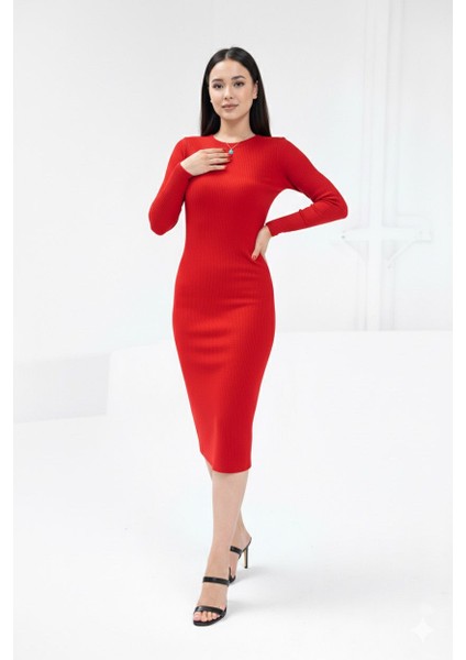 Bisiklet Yaka Kaşkorse Elbise Dokuma Tip Uzun Kol fiyatları