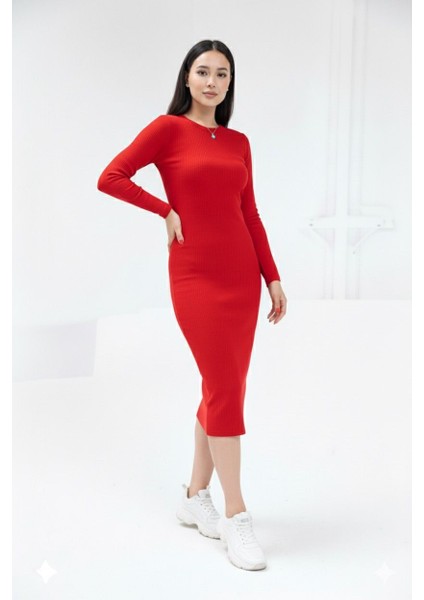 Bisiklet Yaka Kaşkorse Elbise Dokuma Tip Uzun Kol fırsatları