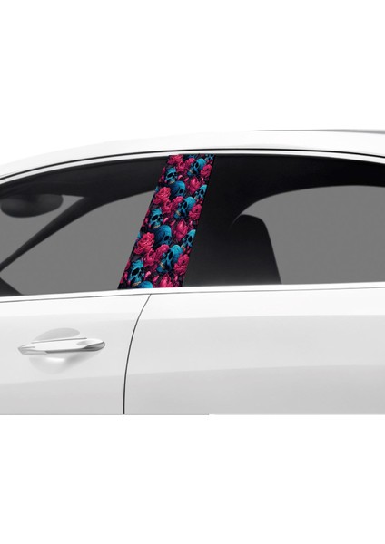 Araç Kapı Direk Kaplama Folyosu Iskelet Desenli (Sağ Sol Takim) (2 Adet) - 22X50 cm