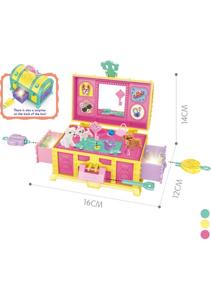 Sürpriz Hazine Sandığı 5 Saklı Anahtar Sürpriz Aksesurlar ve Sticker 16CM.