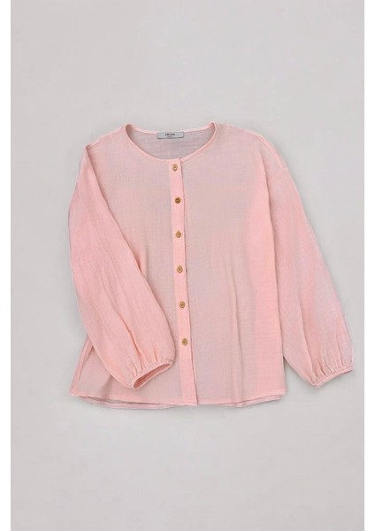 Ahşap Düğmeli Müslin Gömlek