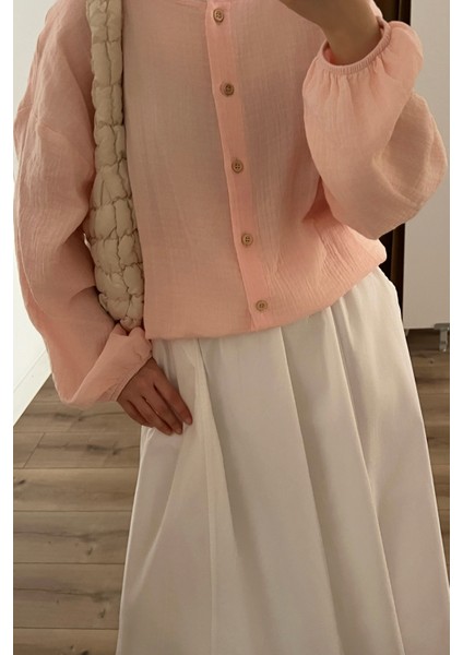 Ahşap Düğmeli Müslin Gömlek fırsatları