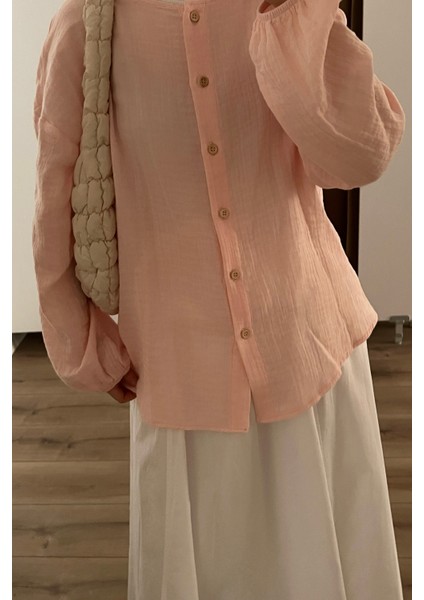 Ahşap Düğmeli Müslin Gömlek indirimleri