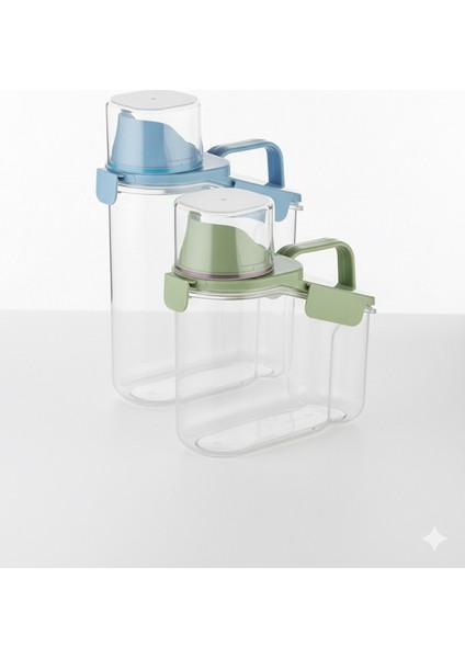 Sızdırmaz Depolama Sıvı Toz Deterjan Saklama Kutusu- Ölçekli Kap 1100 ml 1800 ml