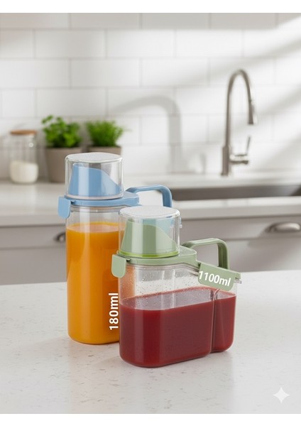 Sızdırmaz Depolama Sıvı Toz Deterjan Saklama Kutusu- Ölçekli Kap 1100 ml 1800 ml modelleri