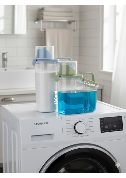 Sızdırmaz Depolama Sıvı Toz Deterjan Saklama Kutusu- Ölçekli Kap 1100 ml 1800 ml fırsatları