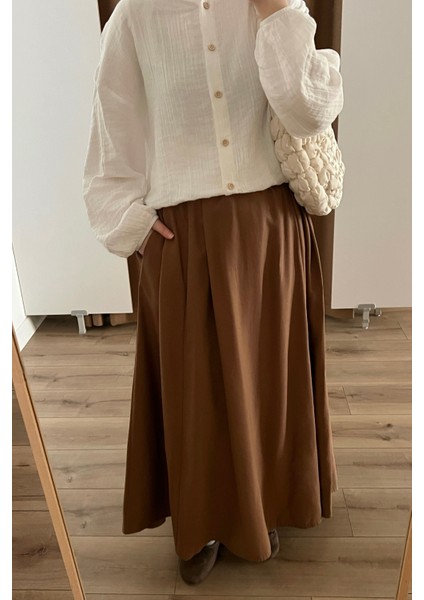 Ahşap Düğmeli Müslin Gömlek