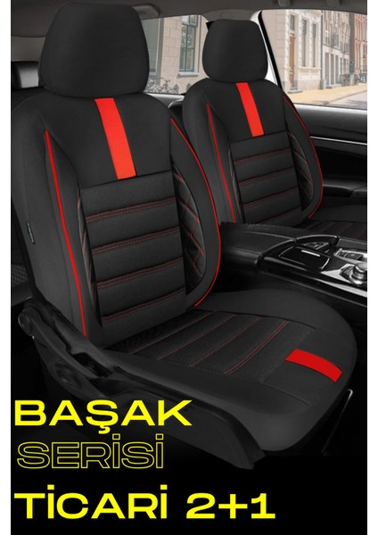 Opel Combo 2001-2011 – Ticari Araç 2+1 Uyumlu Başak Serisi Koltuk Kılıfı – Siyah/kırmızı, Kolay Montaj