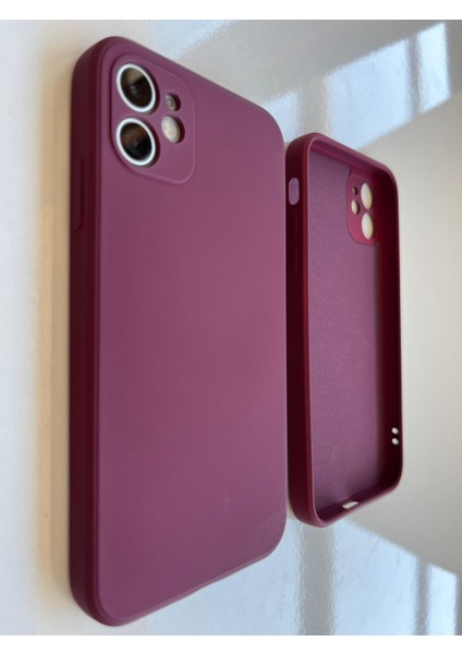 iPhone 11 Uyumlu Logosuz Köseli Kalıp 12 Görünümlü Lansman Içi Süet Silikon Kılıf
