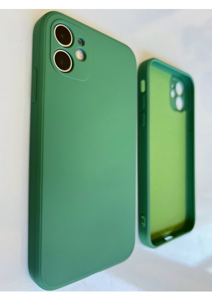 iPhone 11 Uyumlu Logosuz Köseli Kalıp 12 Görünümlü Lansman Içi Süet Silikon Kılıf