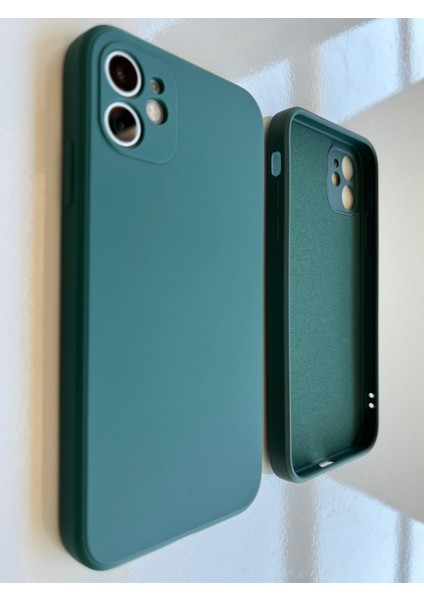 iPhone 11 Uyumlu Logosuz Köseli Kalıp 12 Görünümlü Lansman Içi Süet Silikon Kılıf