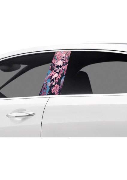 Araç Kapı Direk Kaplama Folyosu Iskelet Desenli (Sağ Sol Takim) (2 Adet) - 22X50 cm