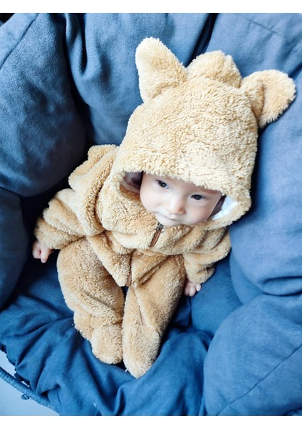 Şapkası Astarlı, Patikli Peluş Bebek Tulum modelleri