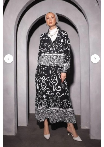 Kadın Vizon Desenli Tesettür Elbise