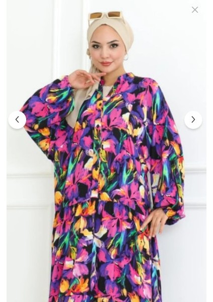 Kadın Vizon Desenli Tesettür Elbise