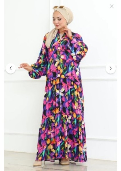 Kadın Vizon Desenli Tesettür Elbise fiyatları