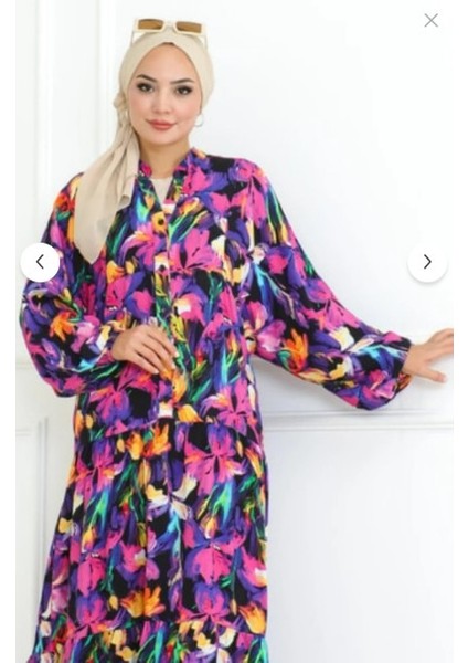 Kadın Vizon Desenli Tesettür Elbise modelleri