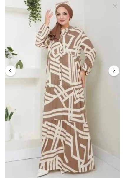 Kadın Vizon Desenli Tesettür Elbise fiyatları