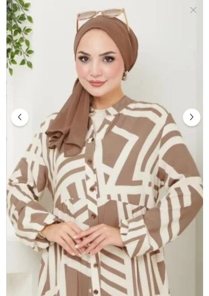 Kadın Vizon Desenli Tesettür Elbise modelleri