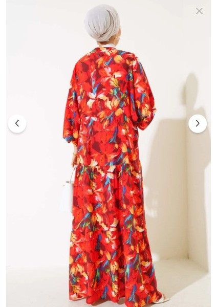 Kadın Vizon Desenli Tesettür Elbise