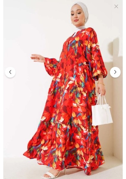Kadın Vizon Desenli Tesettür Elbise modelleri