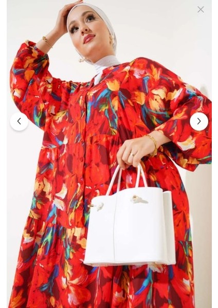 Kadın Vizon Desenli Tesettür Elbise fırsatları