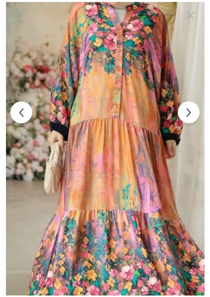 Kadın Vizon Desenli Tesettür Elbise