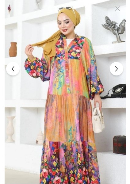 Kadın Vizon Desenli Tesettür Elbise fiyatları