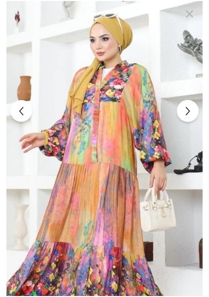 Kadın Vizon Desenli Tesettür Elbise modelleri