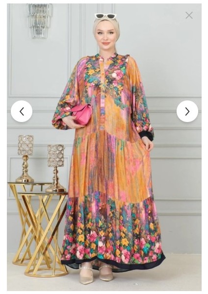 Kadın Vizon Desenli Tesettür Elbise fırsatları