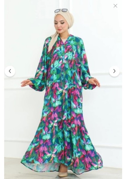 Kadın Vizon Desenli Tesettür Elbise
