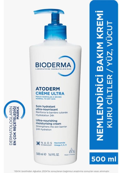 derma Atoderm Ultra Vücut Kremi 500 ml Kuru Ciltre Için Besleyici ve Nemlendirici Krem