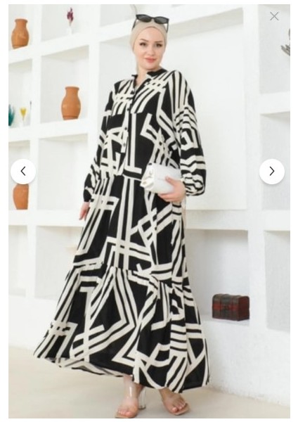 Kadın Vizon Desenli Tesettür Elbise