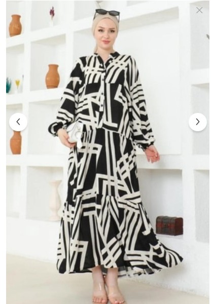 Kadın Vizon Desenli Tesettür Elbise modelleri