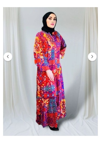 Kadın Vizon Desenli Tesettür Elbise