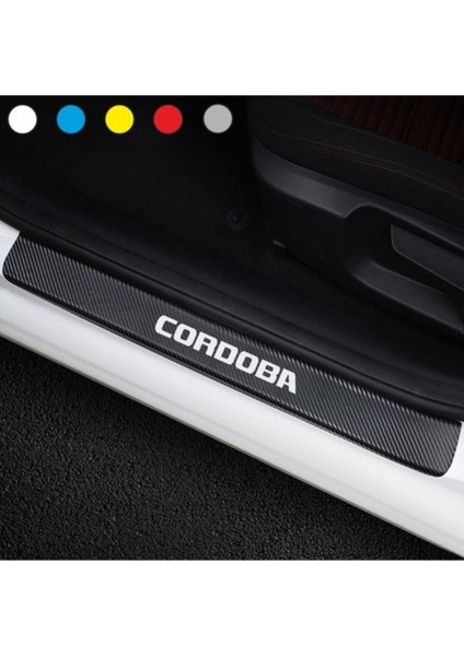 Seat Cordoba Için Özel Yeni Uyumlu Aksesuar Oto Kapı Eşiği Özel Yeni Sticker Karbon 4 Adet