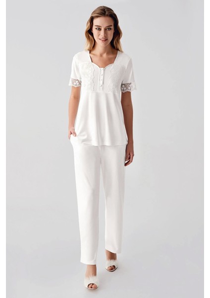 Freshness 321 Kadın Sabahlıklı Pijama Takımı - Ekru - Xl fiyatları