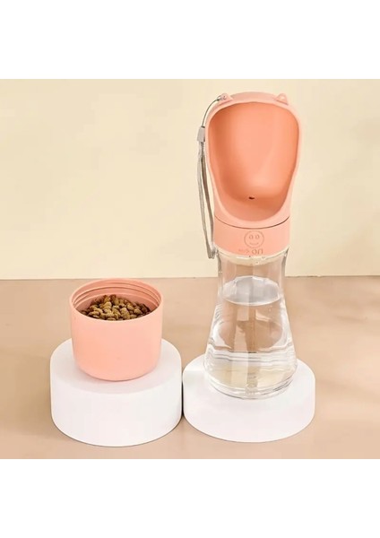 Taşınabilir Mama Hazneli Kedi Köpek Suluğu Seyahat Şişesi Kaseli 350ML modelleri