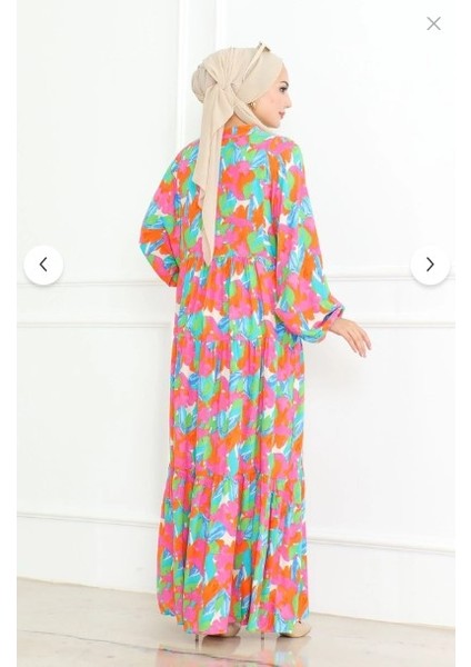 Kadın Vizon Desenli Tesettür Elbise