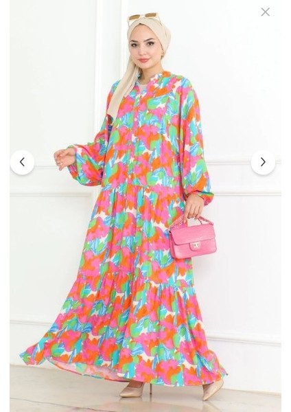 Kadın Vizon Desenli Tesettür Elbise modelleri