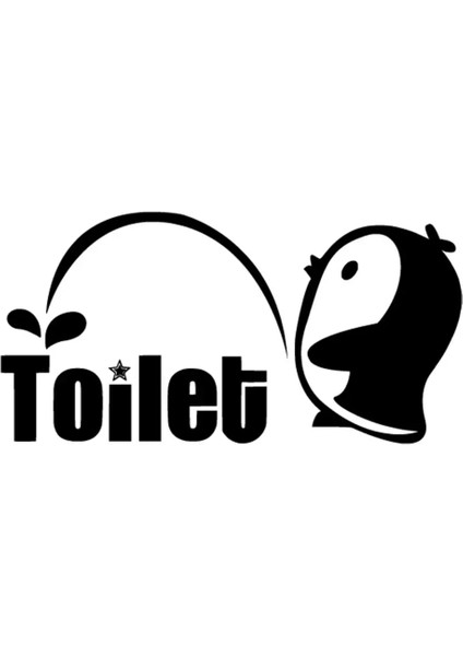 Penguen Tuvalet Duvar Dekor Sticker 40 x 20 cm