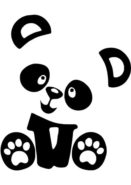 Sevimli Panda Duvar Dekor Sticker 40 x 48 cm
