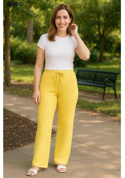 Kadın Beli Lastikli Bol Paça Pantolon, Kırmızı Gül Figürlü Kolye Hediye fiyatları